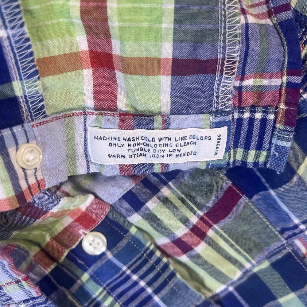 Brooks Brothers Shirt Regent Patchwork Madras Mens SS Button Down S Multi-Color